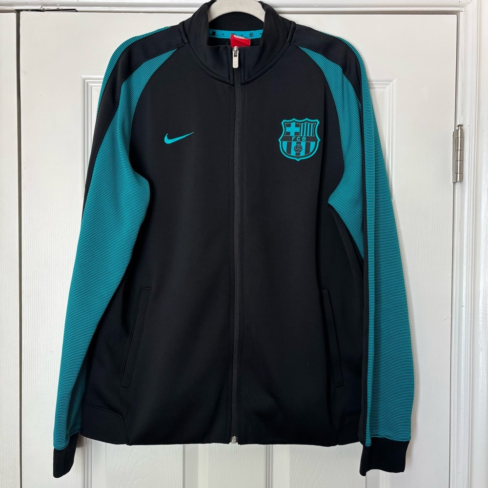 Nike FC Barcelona N98 Anthem Black and Teal Jacket